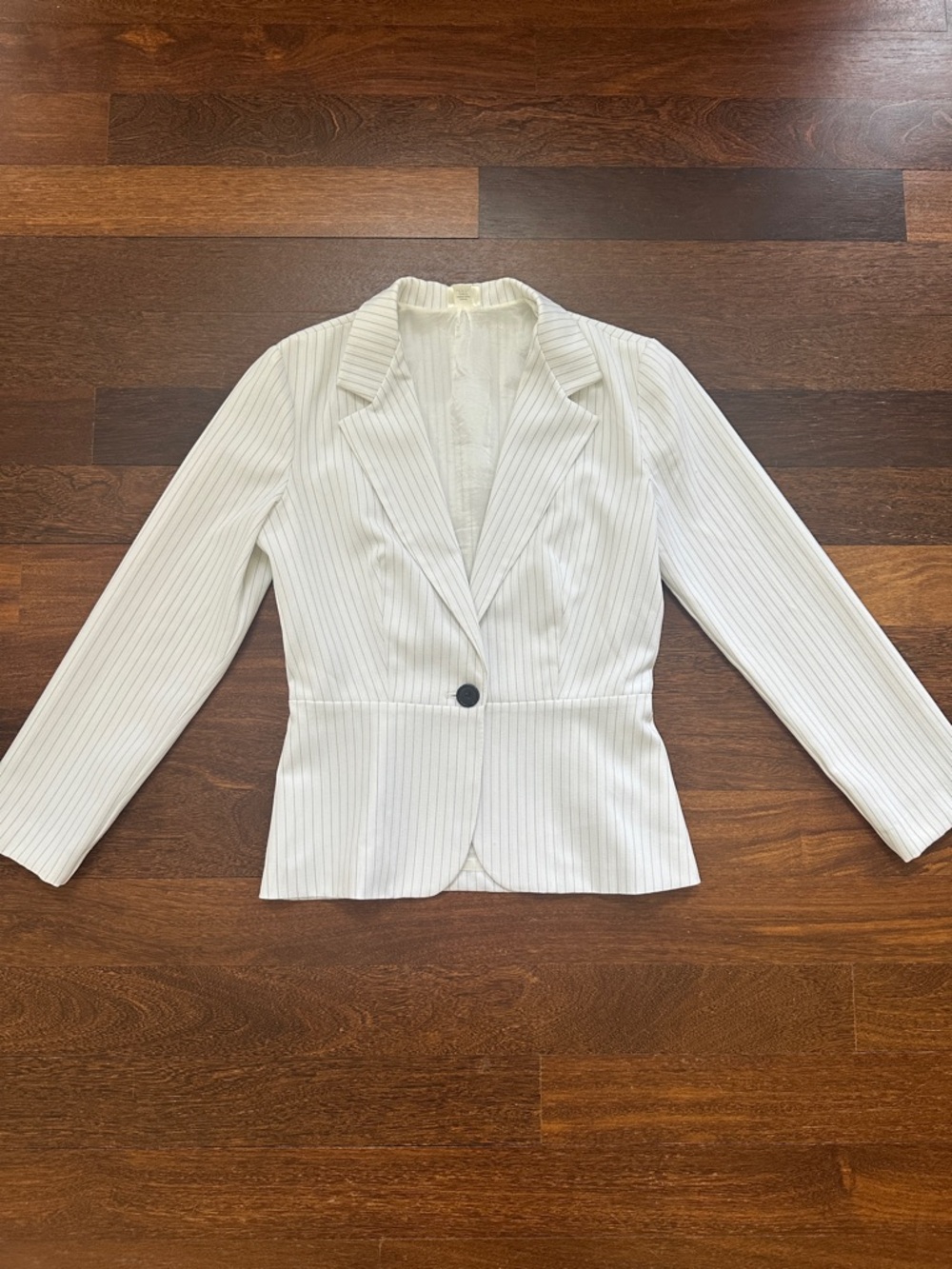 Frederick's of Hollywood White Pinstripe Single-Button Blazer